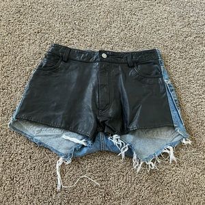 AMERICAN VINTAGE Levi’s denim/leather shorts
